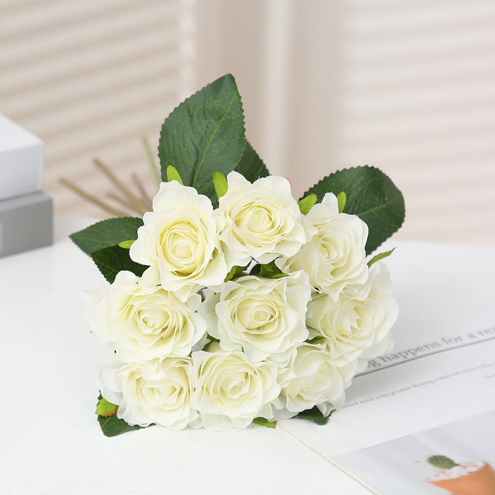 Bouquet de roses artificielles en soie de 16 pouces de haut en vrac