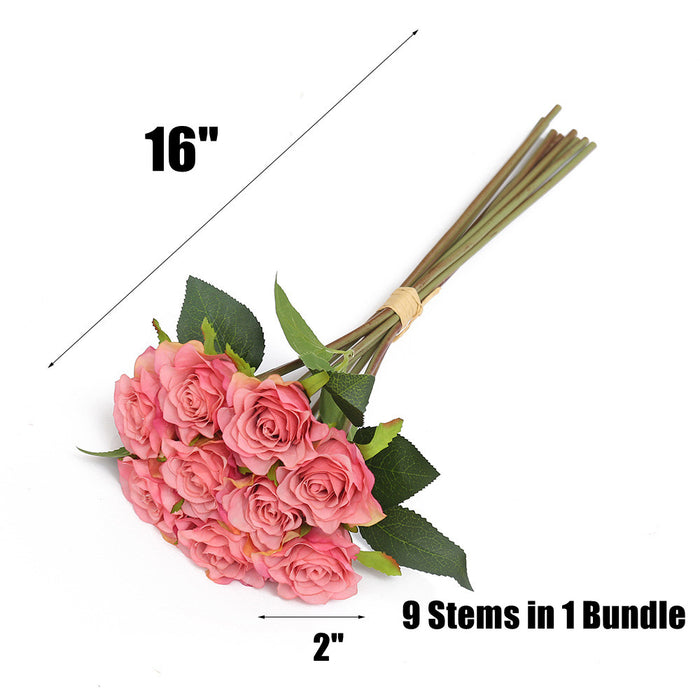 Bulk 16 inches Tall Rose Bouquet Artificial Rose Silk Flowers Bouquet Wholesale