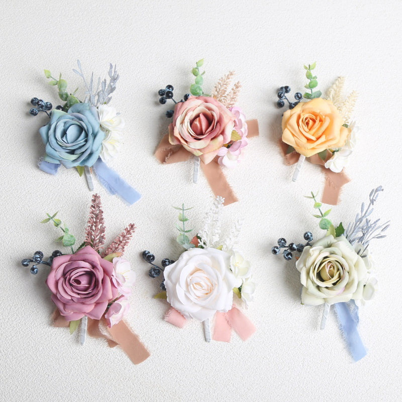 Bulk Artificial Rose Boutonniere for Wedding Men Groomsmen Guest Wholesale