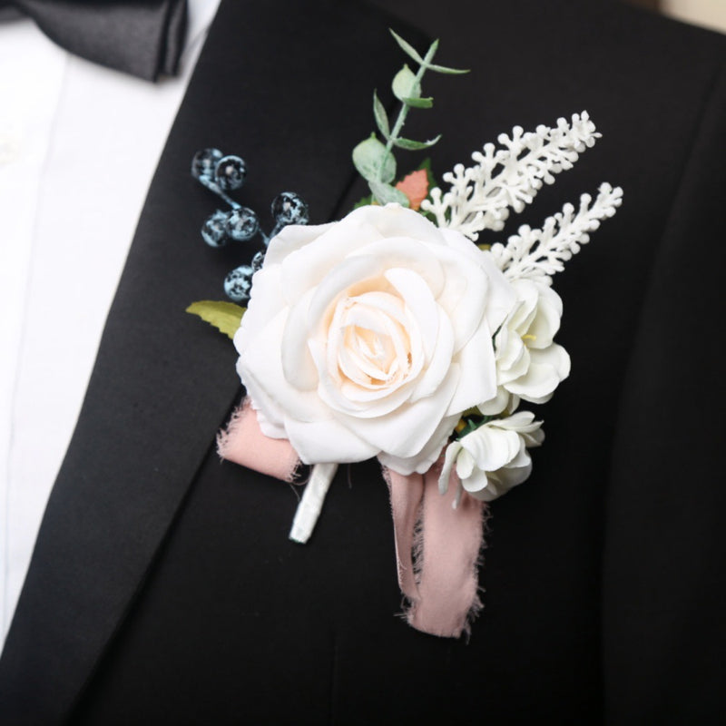 Bulk Artificial Rose Boutonniere for Wedding Men Groomsmen Guest Wholesale