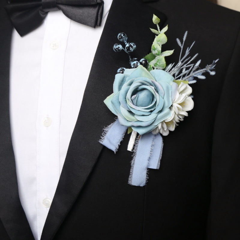 Bulk Artificial Rose Boutonniere for Wedding Men Groomsmen Guest Wholesale