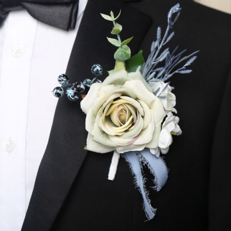 Bulk Artificial Rose Boutonniere for Wedding Men Groomsmen Guest Wholesale