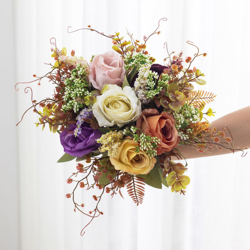 Bouquet de rosiers en vrac de 12 pouces de haut, arrangements floraux d'automne et d'hiver en gros