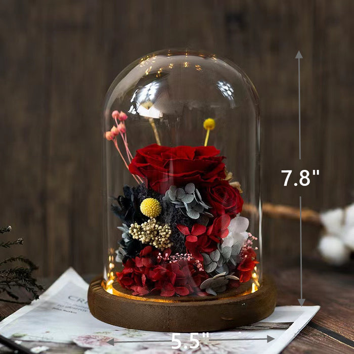 Bulk 3Pcs Rose in Glass Cover with Keychain And Card Women Gifts Valentines Gifts Wholesale