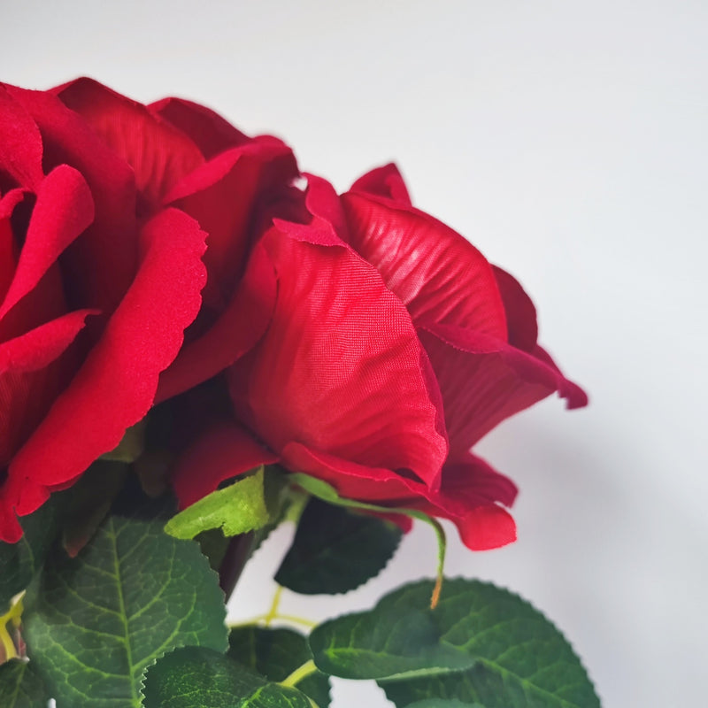 Bulk 14" Velvet Rose Flowers with Vase Happy Every Day Floral Arrangement Wholesale