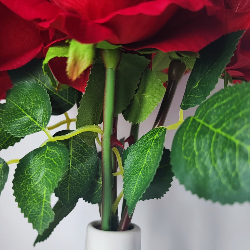 Bulk 14" Velvet Rose Flowers with Vase Happy Every Day Floral Arrangement Wholesale