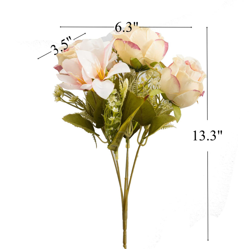Bulk 2pcs 13" Rose Mixed Lilies Bouquet Silk Flowers Artificial Wholesale