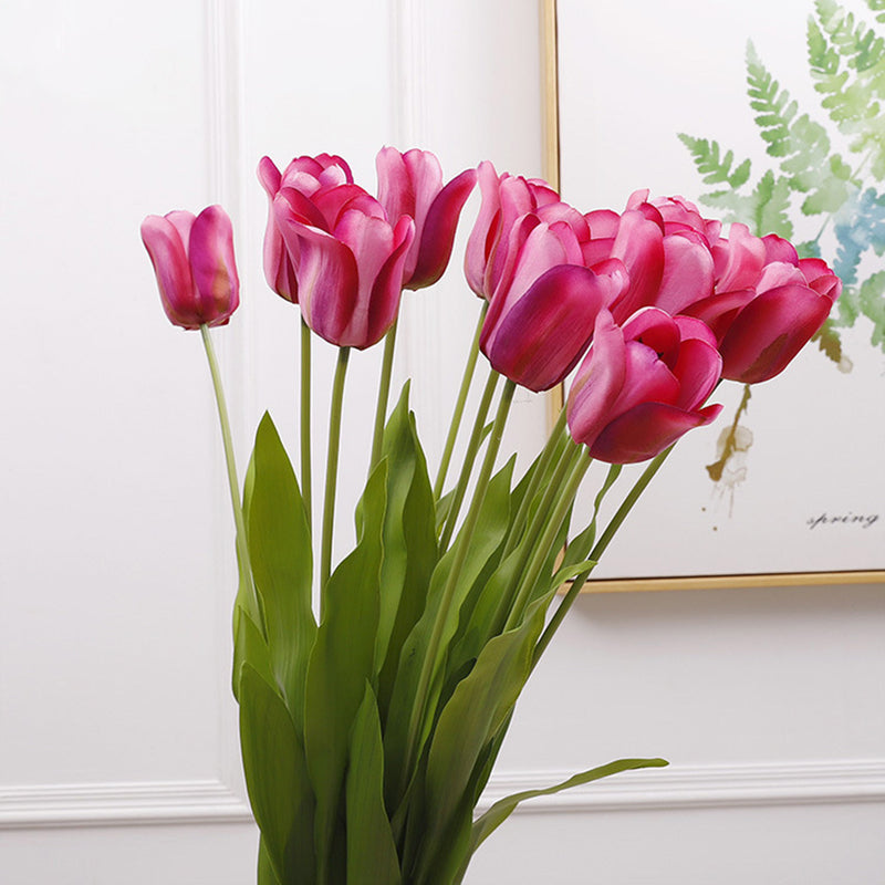 Bulk 12pcs 19" Artificial Smile Tulips Bouquet Silk Tulip Flowers Wholesale