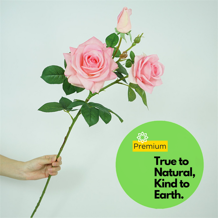 Premium Real Touch Rose with Bud Spray Stems