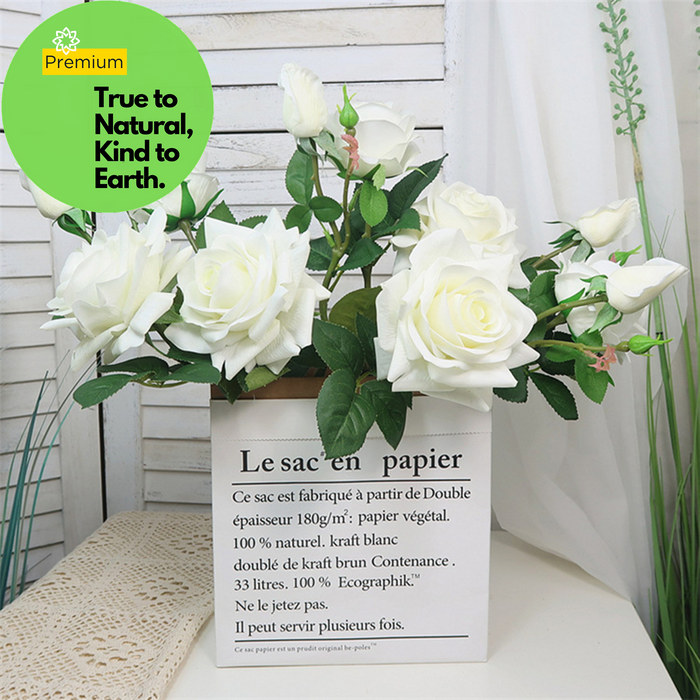 Premium Real Touch Rose with Bud Spray Stems