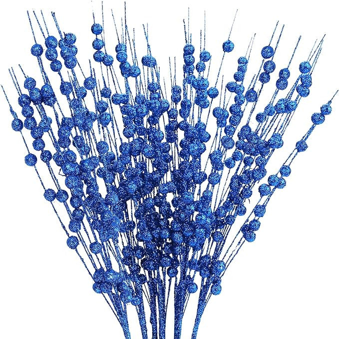 Bulk 10 Pack 17" Artificial Glitter Berry Stem Ornaments Christmas Picks Glittery Twigs Branches Wholesale
