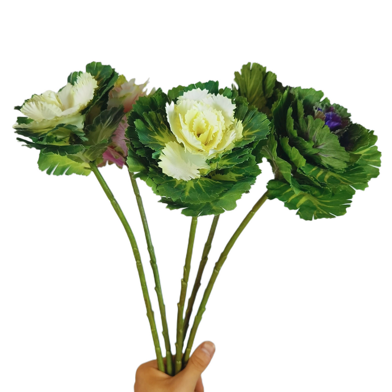 Tiges de fleurs artificielles en gros de chou rose 