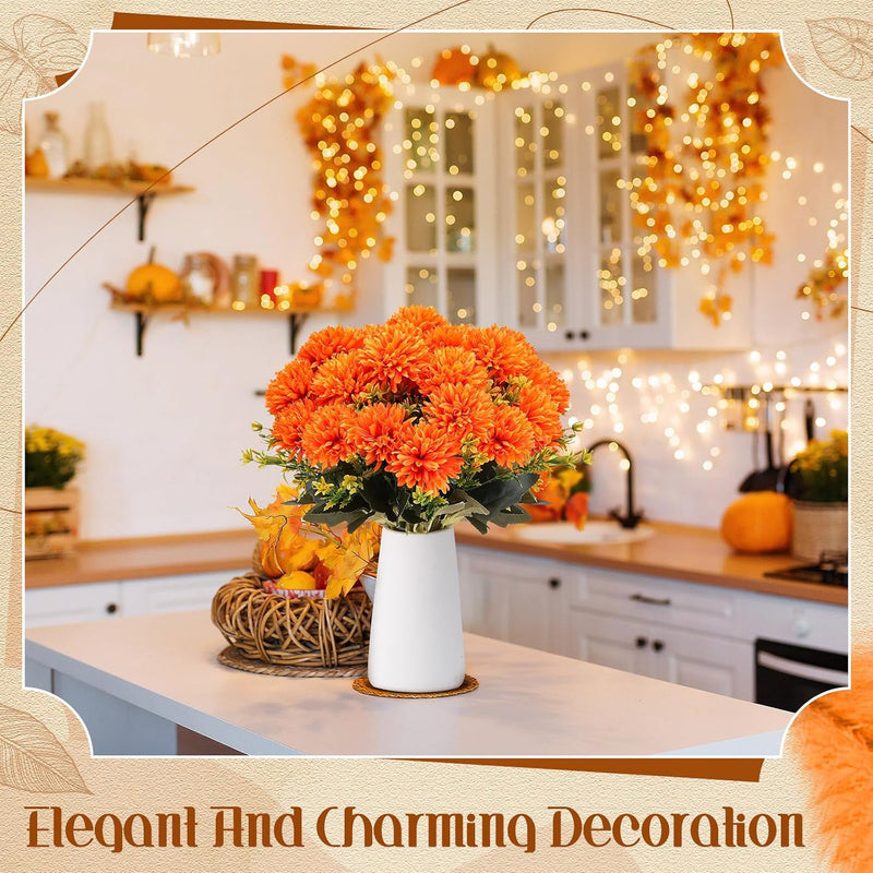 Lot de 4 fleurs artificielles de souci de 11,8 pouces de haut, fausses fleurs de chrysanthème pour l'automne, vente en gros