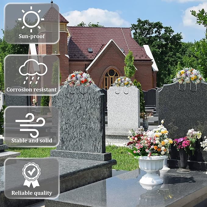 Bulk Exclusive 12" Headstone Artificial Flower Saddle with Foam with Floral Foam for Grave Headstone Cemetery Floral Arrangements Decor Wholesale