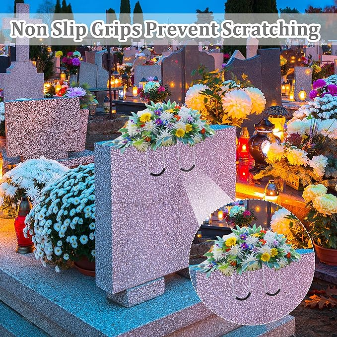 Bulk Exclusive 12" Headstone Artificial Flower Saddle with Foam with Floral Foam for Grave Headstone Cemetery Floral Arrangements Decor Wholesale