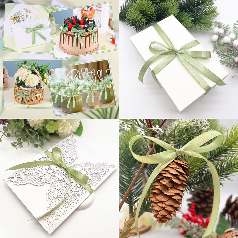 Bulk Sage Green Ribbon 3/8 inch x 25 Yards Wholesale