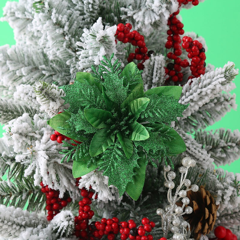 Bulk 14 Colors 6" Glitter Poinsettia Artificial Christmas Flowers Xmas Tree Ornaments Wholesale