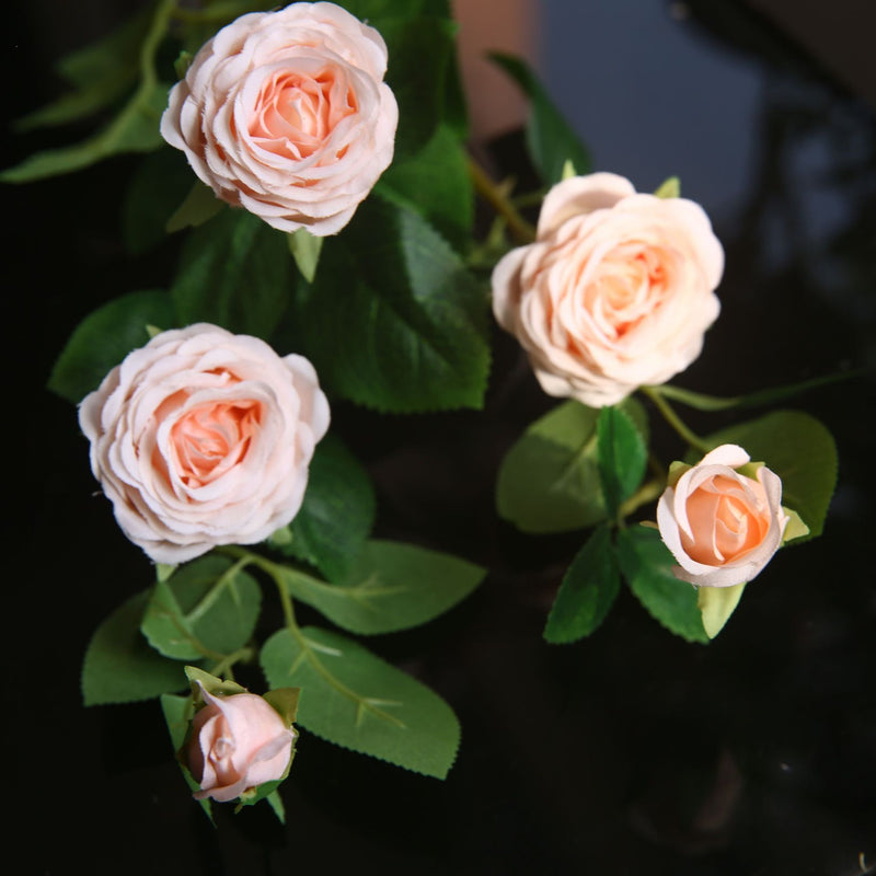 Tiges de camélia roses extra longues en vrac Arrangement floral artificiel en soie de roses de thé en gros