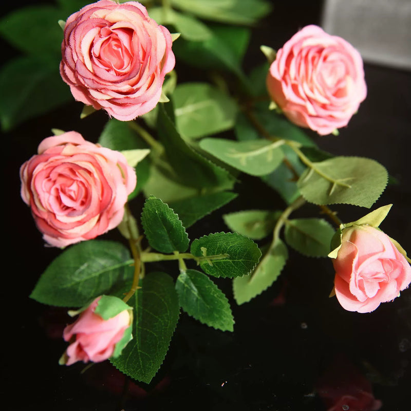 Tiges de camélia roses extra longues en vrac Arrangement floral artificiel en soie de roses de thé en gros