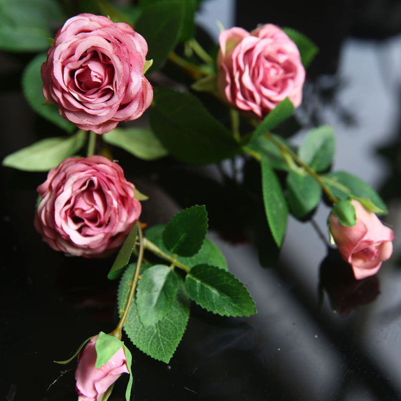 Tiges de camélia roses extra longues en vrac Arrangement floral artificiel en soie de roses de thé en gros