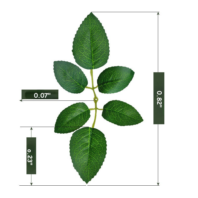 Hojas verdes artificiales 15 piezas de seda verde a granel hojas de flores rosas falsas 
