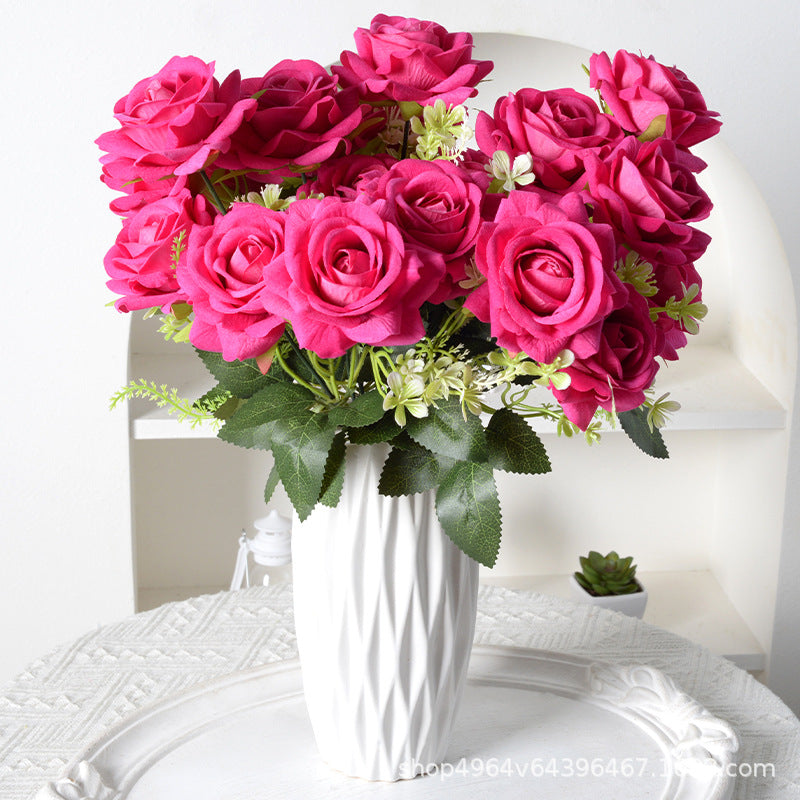 Bulk 13.5" Rose Bush Bouquet Faux Silk Rose Flowers Wholesale