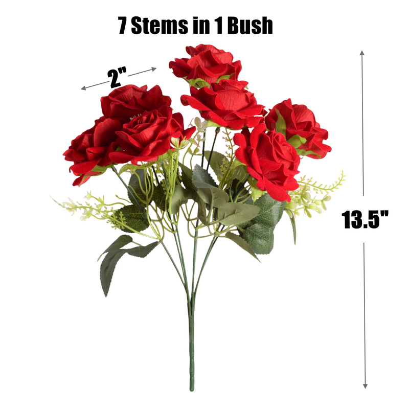 Bulk 13.5" Rose Bush Bouquet Faux Silk Rose Flowers Wholesale