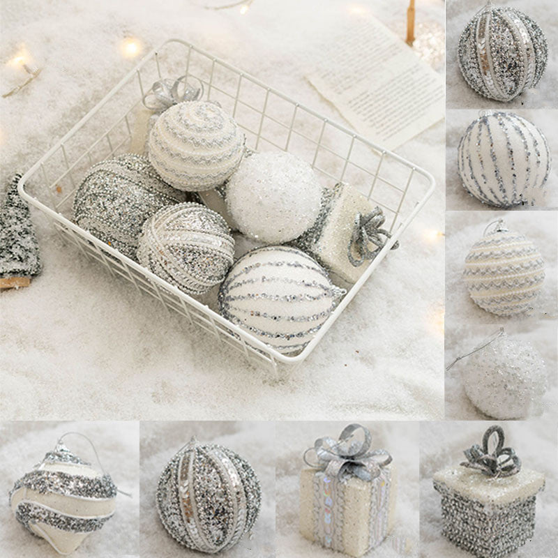 Bulk 8pcs Glitter Christmas Tree Ball Ornaments Holiday Hanging Balls Wholesale