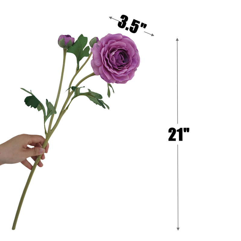 Premium 21" Real Touch Ranunculus - Lifelike Floral Arrangements for Weddings & Home Decor