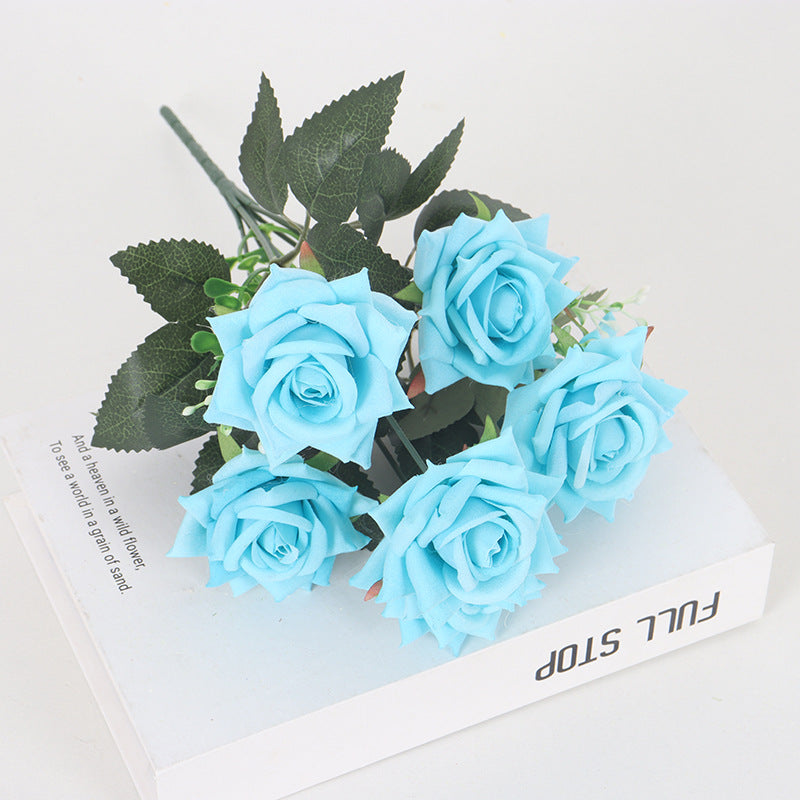 Bulk 11 Colors 14" Blooming Velvet Rose Bush Stems Velvet Artificial Flowers Wholesale