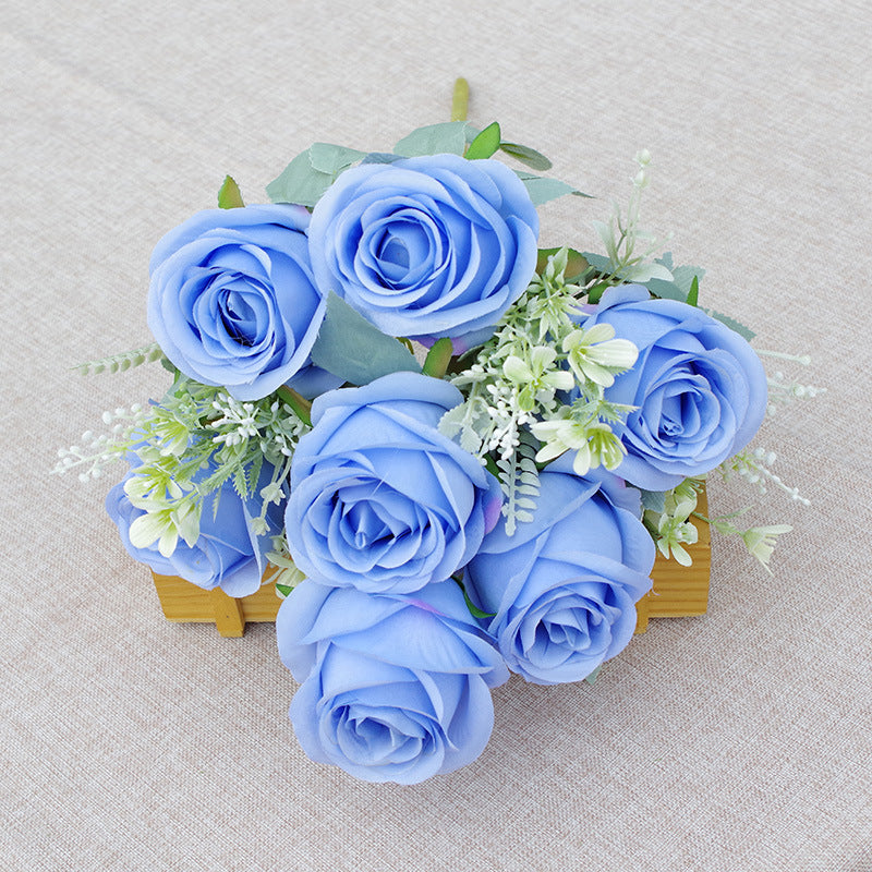 Bouquet de rosiers artificiels en vrac de 19 pouces de haut, 7 têtes de fleurs en soie, vente en gros, 10 pièces 