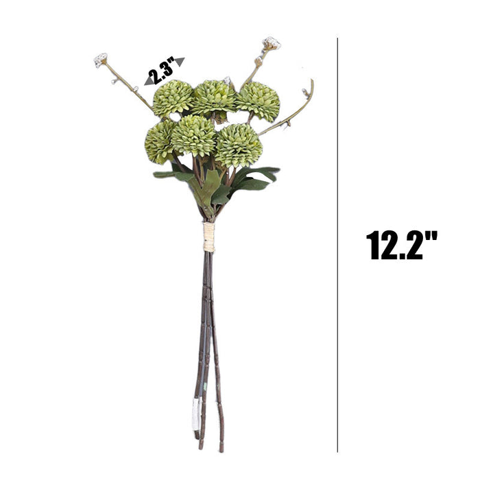 Bulk 12.2" Small Artificial Pom Pom Mums Bouquet Realistic Autumn Flowers for Fall Decor Thanksgiving Tabletop Wreath DIY Whoelsale