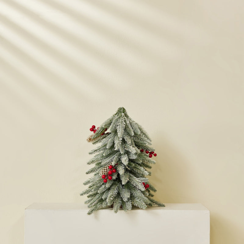 Bulk 15.7" Artificial Christmas Trees with Berries and Pinecones in Pot Wholesale