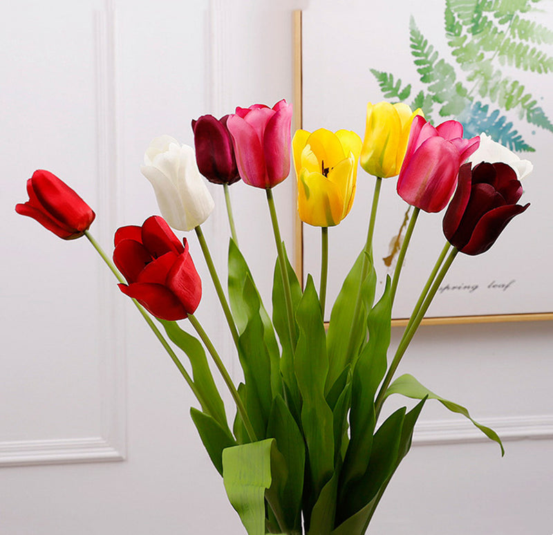 Bulk 12pcs 19" Artificial Smile Tulips Bouquet Silk Tulip Flowers Wholesale
