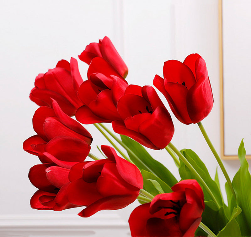 Bulk 12pcs 19" Artificial Smile Tulips Bouquet Silk Tulip Flowers Wholesale