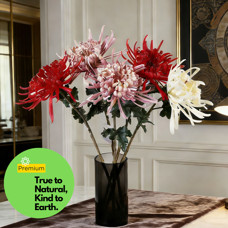 Premium 28.3" Real Touch Spide Mum - Lifelike Floral Arrangements for Weddings & Home Decor