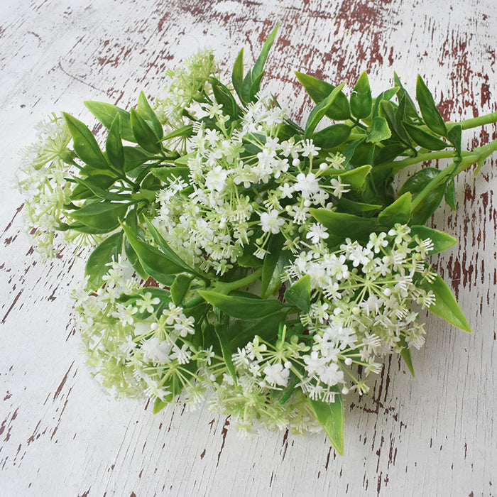 A granel 22.8 "Spiraea Flores blancas Tallos Aerosol Arreglos florales de seda al por mayor