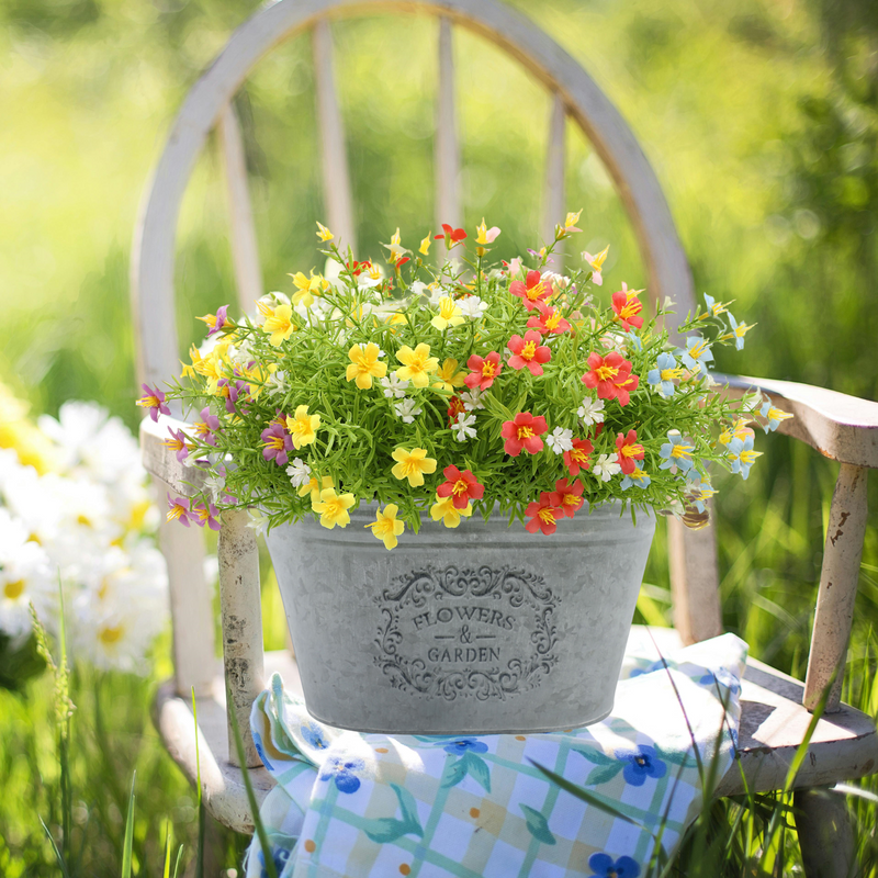 Bulk 6 Bundles Artificial Spring Flowers for Outdoors UV Resistant Flowers Wholesale