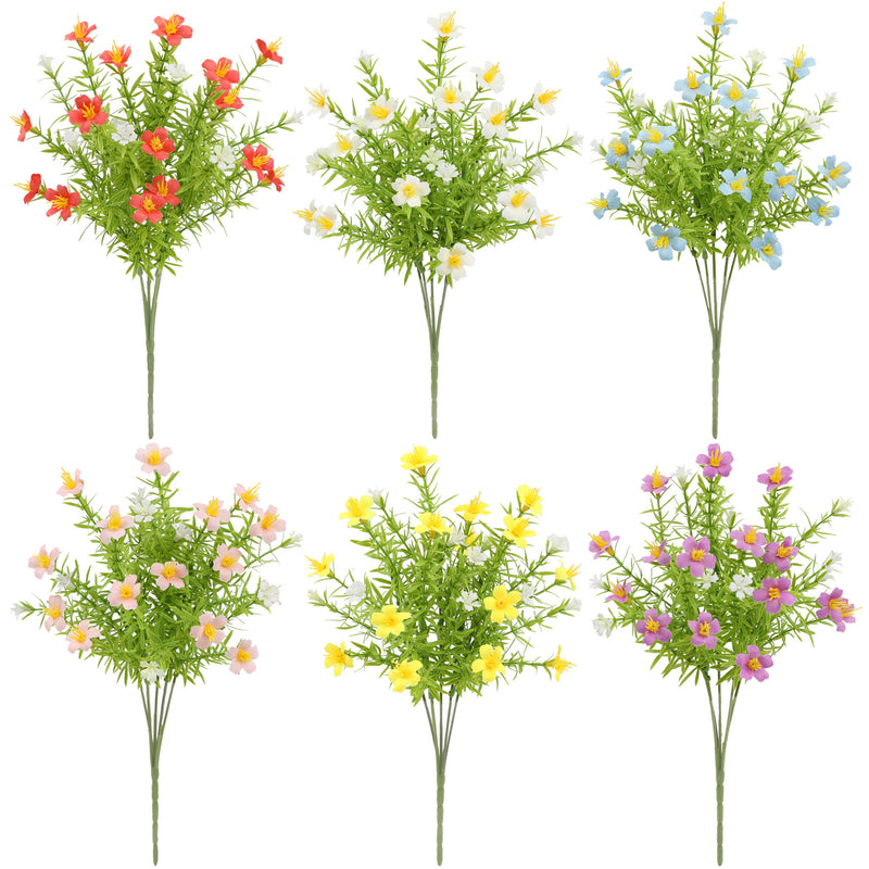 Bulk 6 Bundles Artificial Spring Flowers for Outdoors UV Resistant Flowers Wholesale