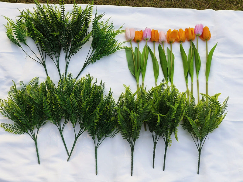 Bulk 22pcs Mixed Faux Outdoor Flowers Tulips with Plants UV Resistant Wholesale