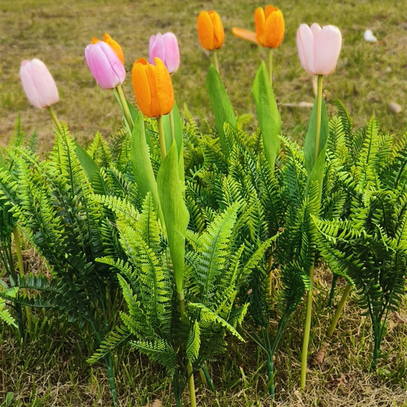 Bulk 22pcs Mixed Faux Outdoor Flowers Tulips with Plants UV Resistant Wholesale
