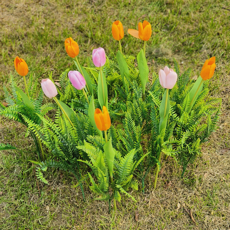 Bulk 22pcs Mixed Faux Outdoor Flowers Tulips with Plants UV Resistant Wholesale