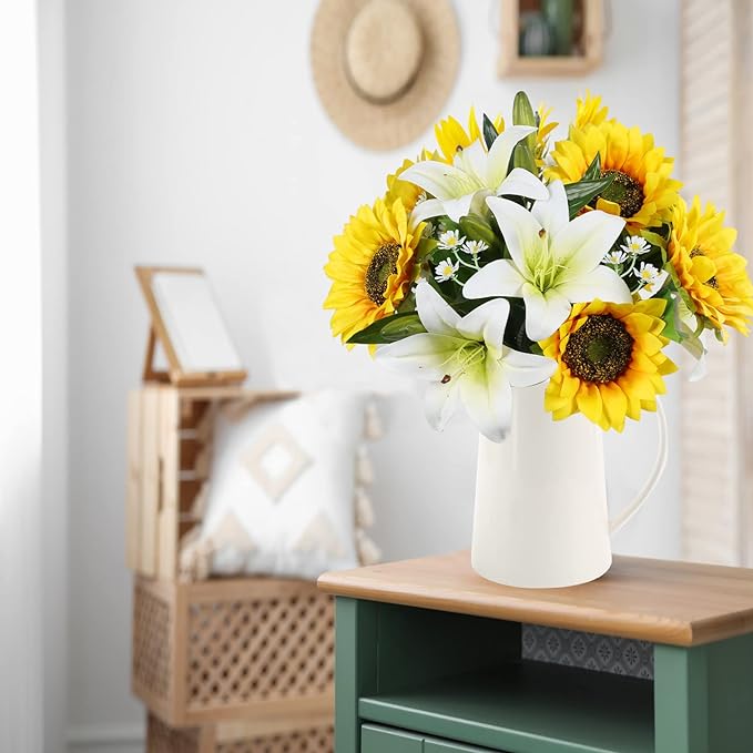 tiger lilies and sunflowers Bulk 14" Pre-Made Artificial Flowers Roses Bouquet and Tiger Lilies fo — Artificialmerch