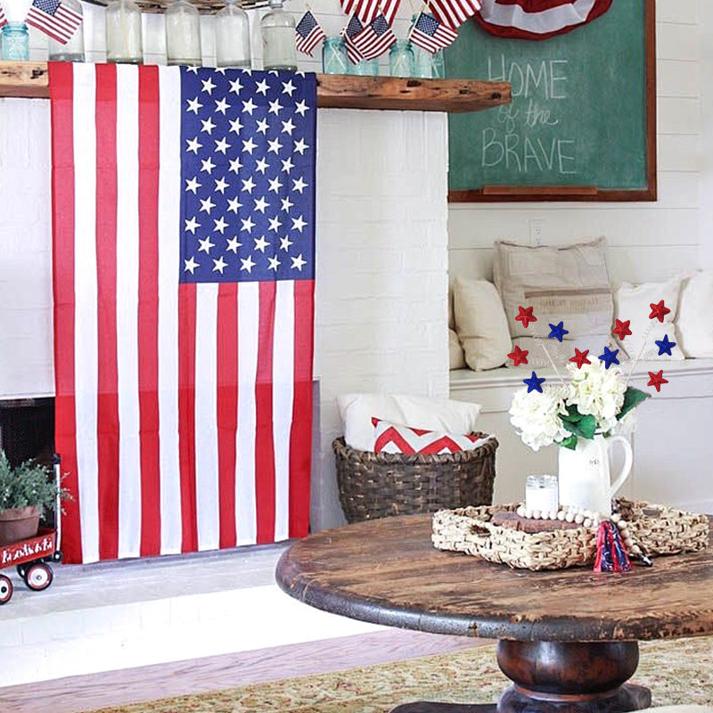 Bulk 12" Glitter Stems Picks Red White and Blue Star for Memorial Day Labor Day Veteran's Day Independence Day Tree Decoration Wholesale