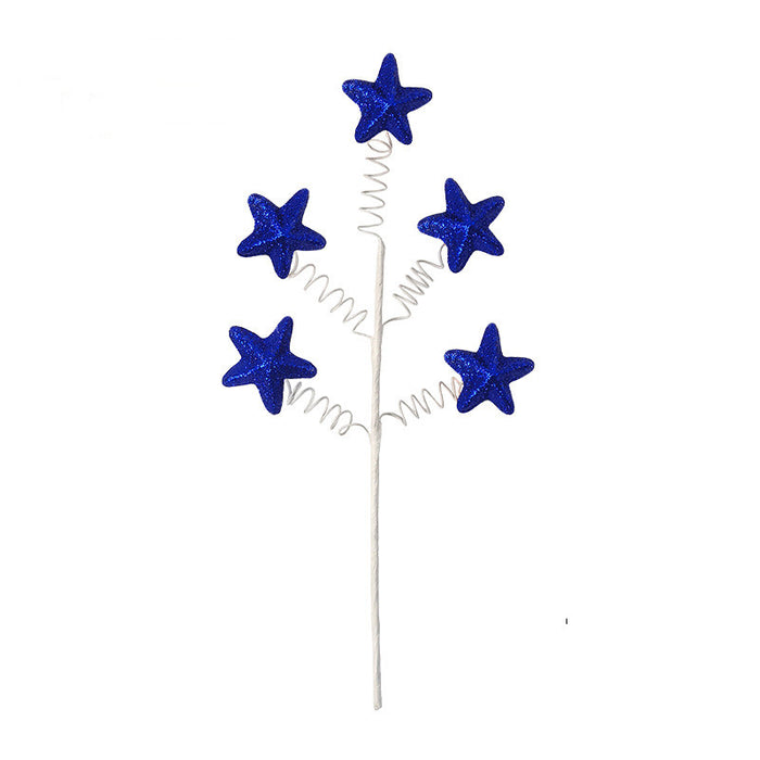 Bulk 12" Glitter Stems Picks Red White and Blue Star for Memorial Day Labor Day Veteran's Day Independence Day Tree Decoration Wholesale