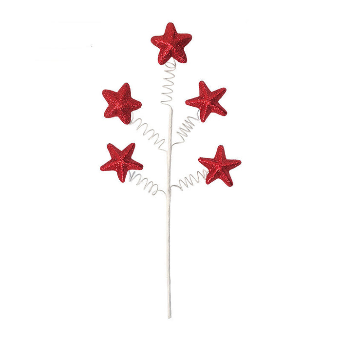 Bulk 12" Glitter Stems Picks Red White and Blue Star for Memorial Day Labor Day Veteran's Day Independence Day Tree Decoration Wholesale