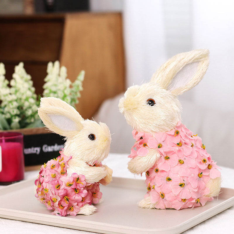 Bulk 2Pcs Straw Easter Bunny Decoration Handmade Wholesale