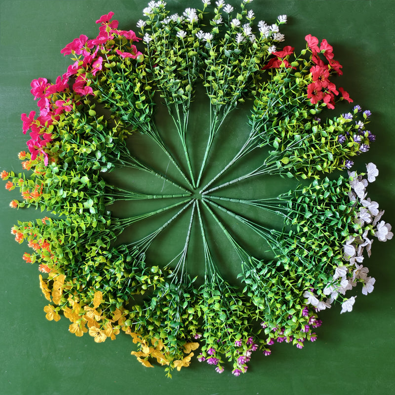 Bulk 14 Bundles Artificial Flowers UV Resistant Plants for Outdoors Garden Wholesale