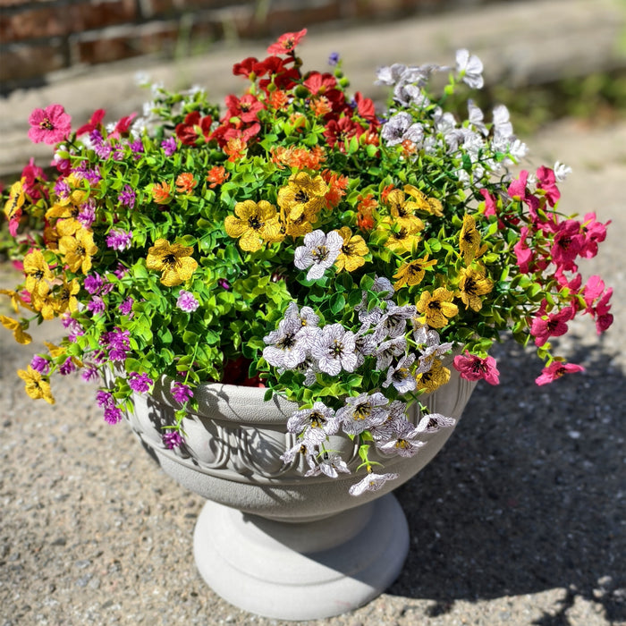 Bulk 14 Bundles Artificial Flowers UV Resistant Plants for Outdoors Garden Wholesale