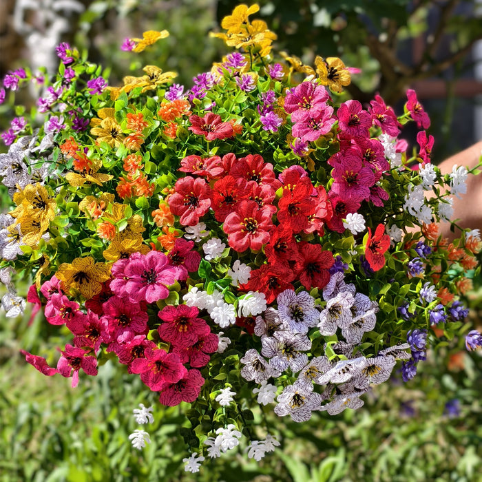 Bulk 14 Bundles Artificial Flowers UV Resistant Plants for Outdoors Garden Wholesale